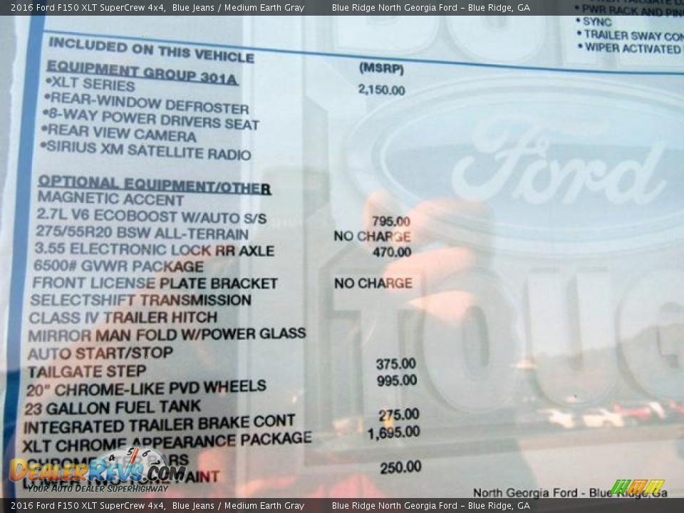 2016 Ford F150 XLT SuperCrew 4x4 Blue Jeans / Medium Earth Gray Photo #28