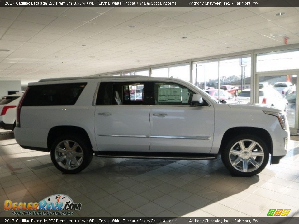 2017 Cadillac Escalade ESV Premium Luxury 4WD Crystal White Tricoat / Shale/Cocoa Accents Photo #3