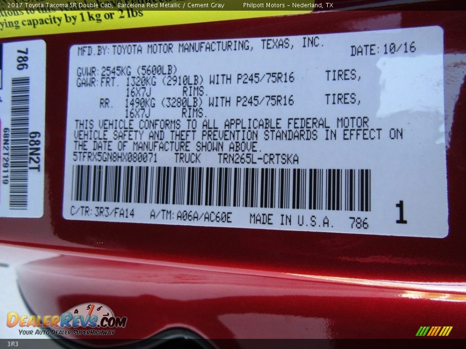 Toyota Color Code 3R3 Barcelona Red Metallic