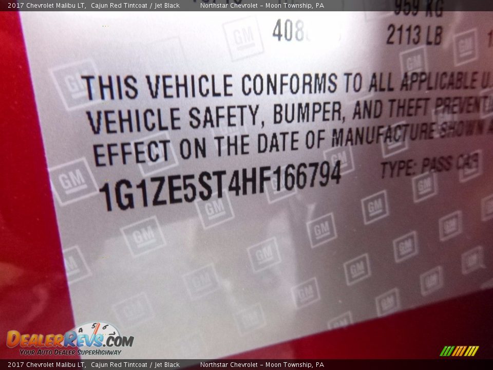 2017 Chevrolet Malibu LT Cajun Red Tintcoat / Jet Black Photo #14