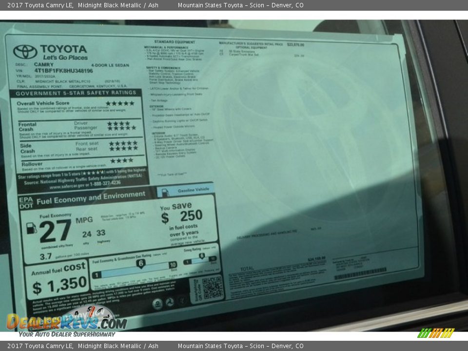 2017 Toyota Camry LE Midnight Black Metallic / Ash Photo #10