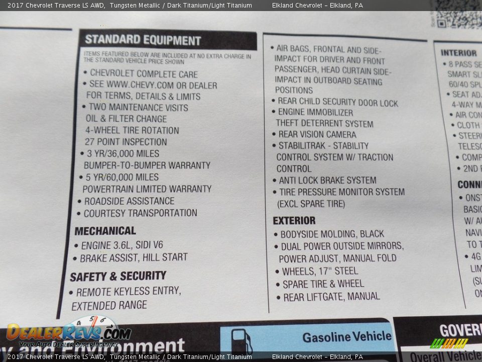 2017 Chevrolet Traverse LS AWD Tungsten Metallic / Dark Titanium/Light Titanium Photo #10