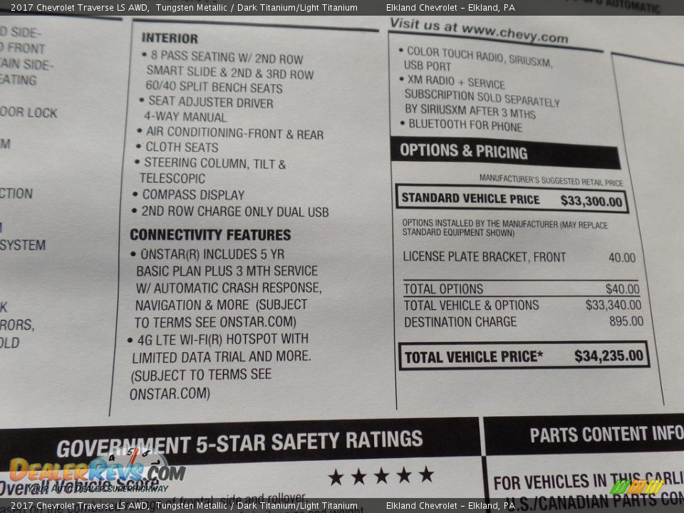 2017 Chevrolet Traverse LS AWD Tungsten Metallic / Dark Titanium/Light Titanium Photo #11