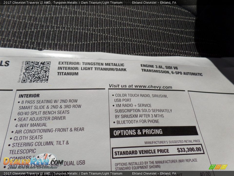 2017 Chevrolet Traverse LS AWD Tungsten Metallic / Dark Titanium/Light Titanium Photo #12