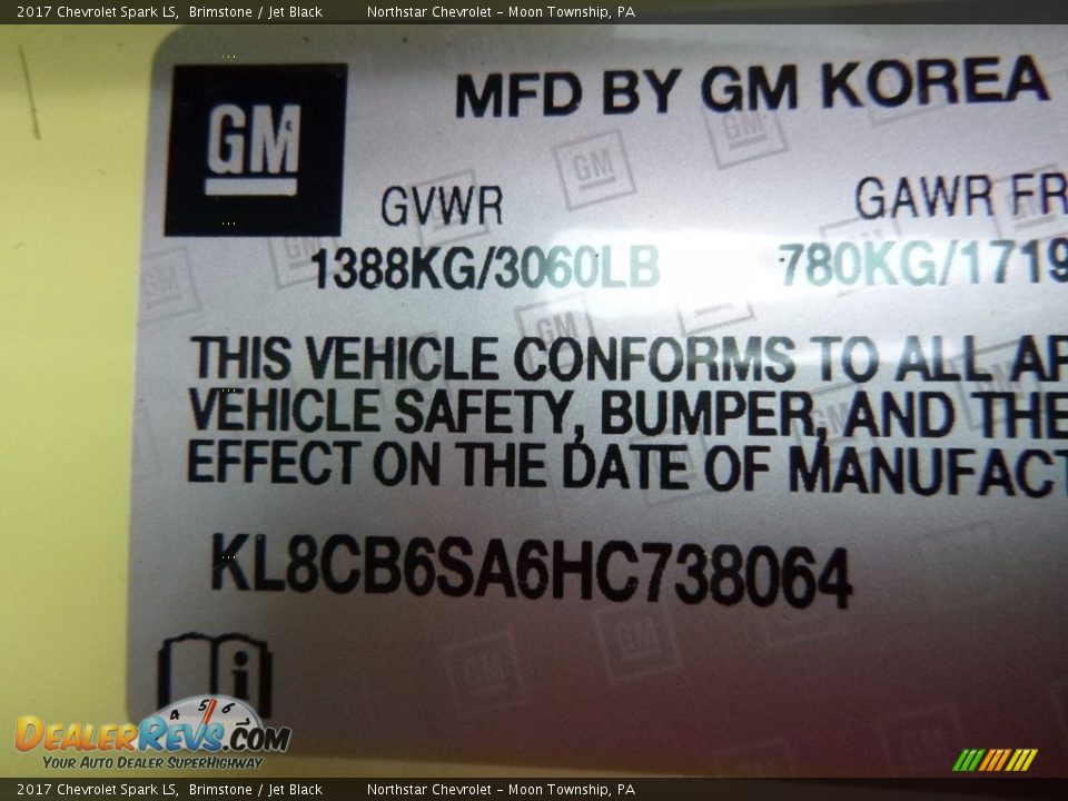 2017 Chevrolet Spark LS Brimstone / Jet Black Photo #16