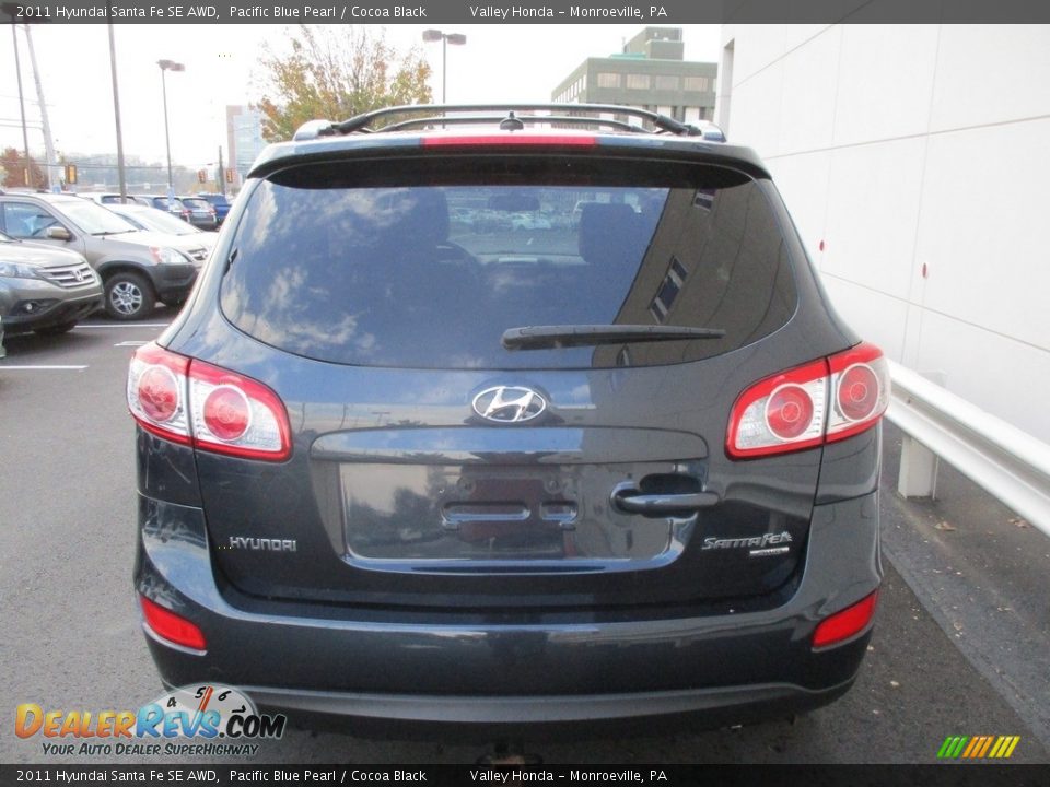 2011 Hyundai Santa Fe SE AWD Pacific Blue Pearl / Cocoa Black Photo #5