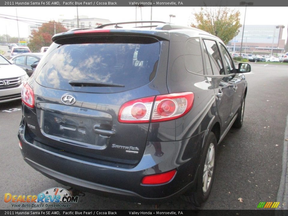 2011 Hyundai Santa Fe SE AWD Pacific Blue Pearl / Cocoa Black Photo #6