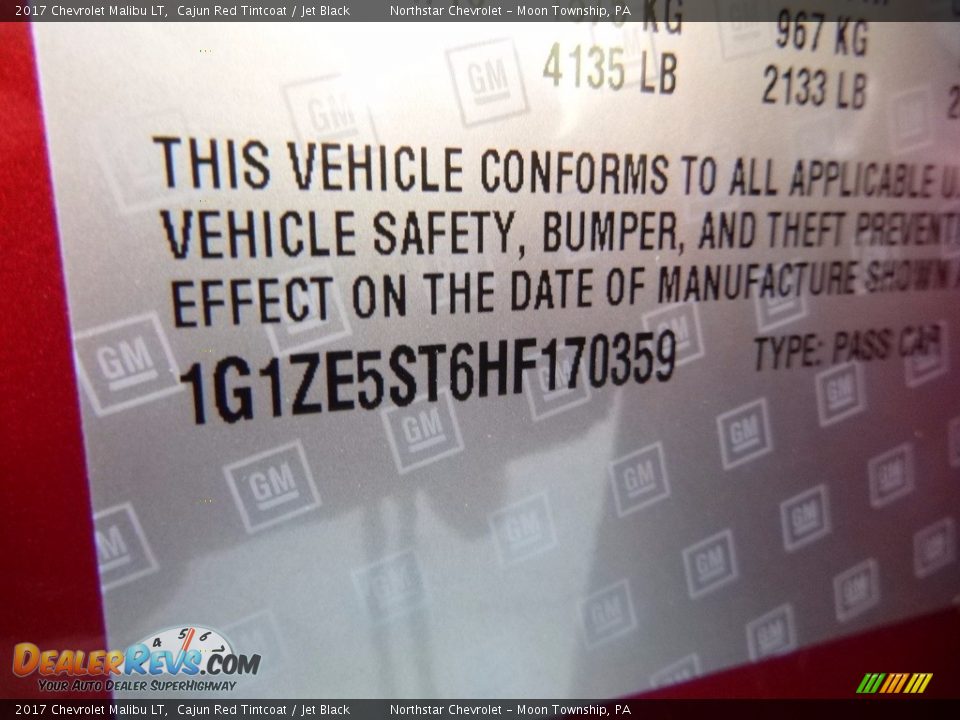 2017 Chevrolet Malibu LT Cajun Red Tintcoat / Jet Black Photo #16