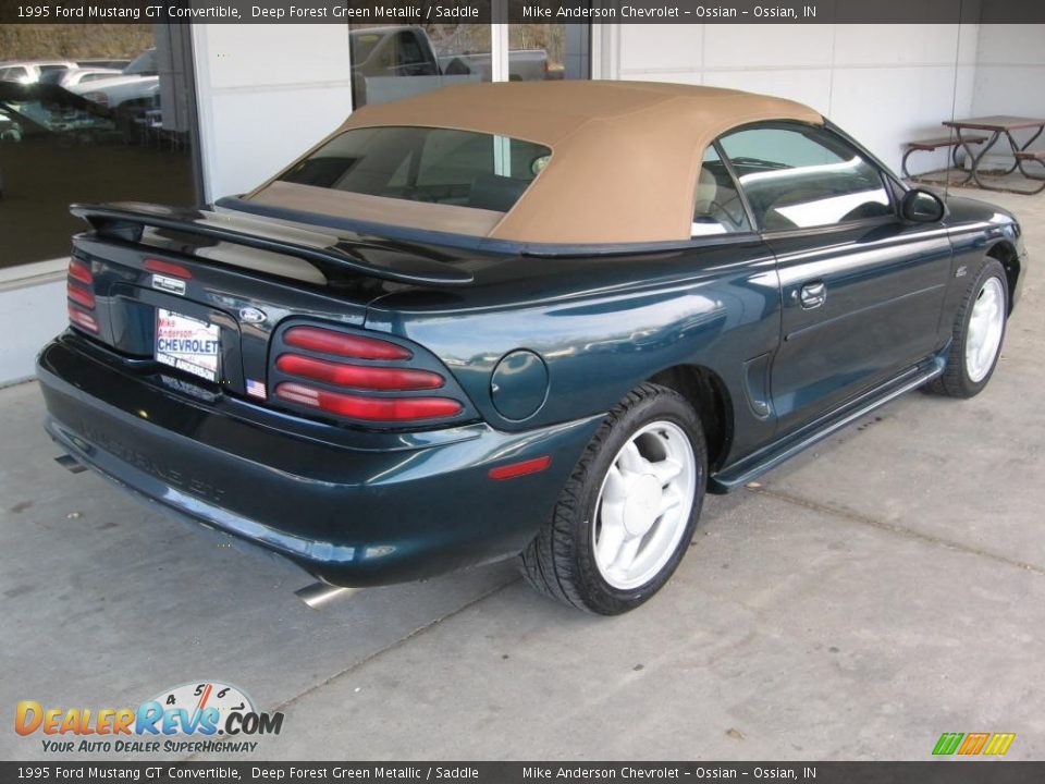 1995 Ford Mustang GT Convertible Deep Forest Green Metallic / Saddle Photo #4