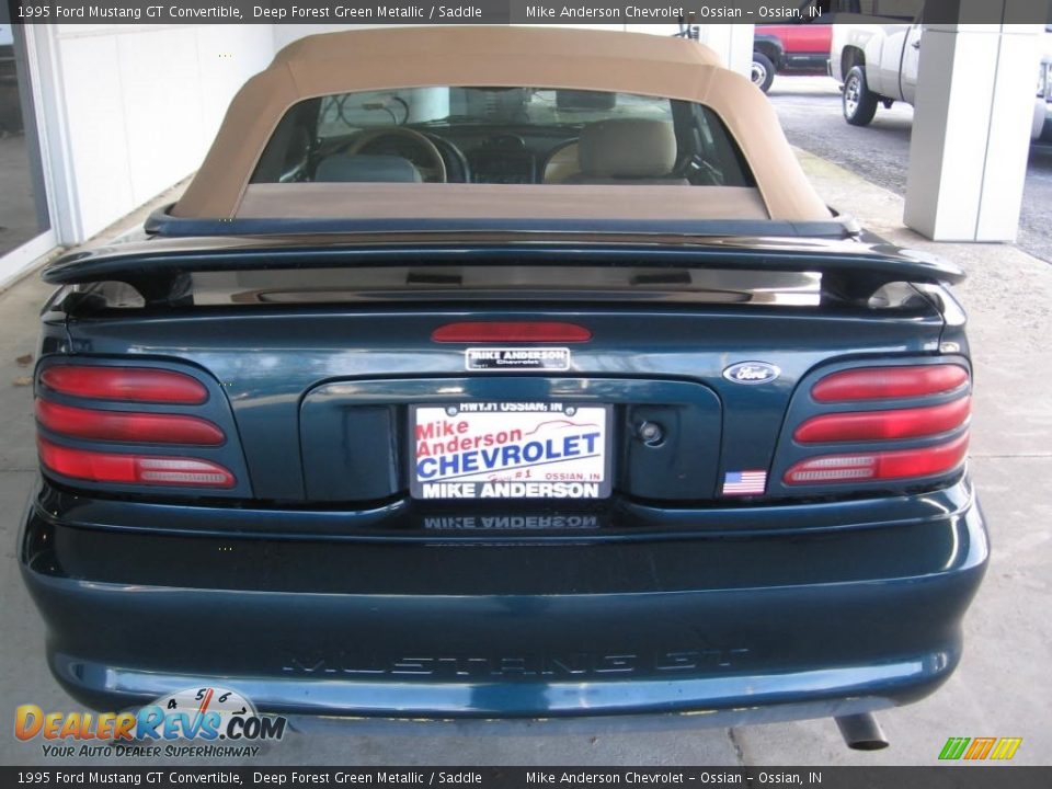 1995 Ford Mustang GT Convertible Deep Forest Green Metallic / Saddle Photo #5