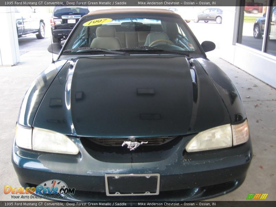 1995 Ford Mustang GT Convertible Deep Forest Green Metallic / Saddle Photo #6