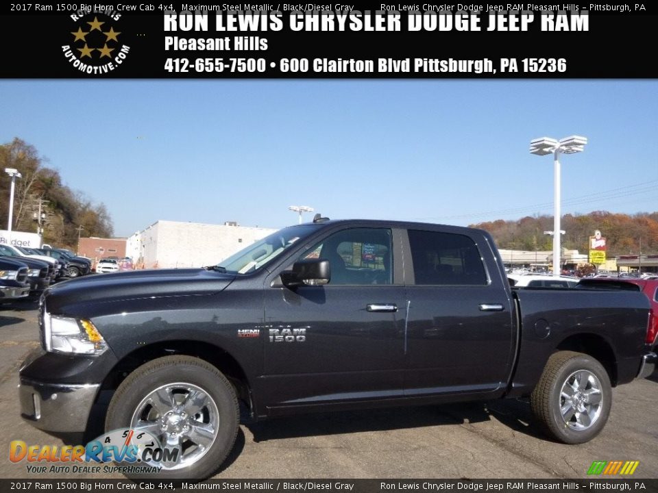 2017 Ram 1500 Big Horn Crew Cab 4x4 Maximum Steel Metallic / Black/Diesel Gray Photo #1