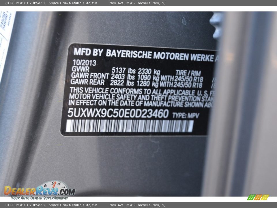 2014 BMW X3 xDrive28i Space Gray Metallic / Mojave Photo #34