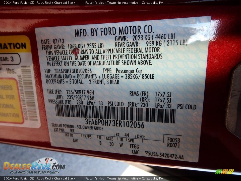 2014 Ford Fusion SE Ruby Red / Charcoal Black Photo #24