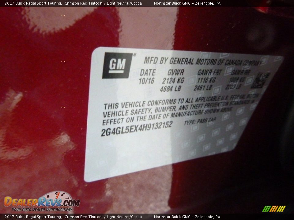 2017 Buick Regal Sport Touring Crimson Red Tintcoat / Light Neutral/Cocoa Photo #15
