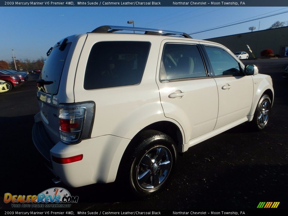 2009 Mercury Mariner V6 Premier 4WD White Suede / Cashmere Leather/Charcoal Black Photo #2