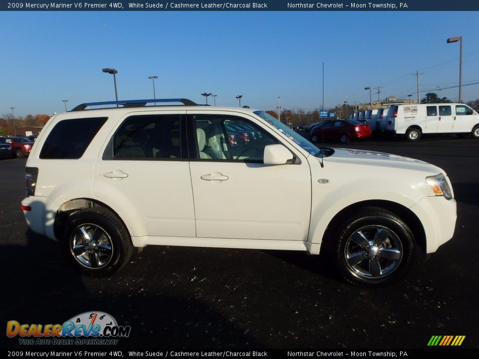 2009 Mercury Mariner V6 Premier 4WD White Suede / Cashmere Leather/Charcoal Black Photo #3