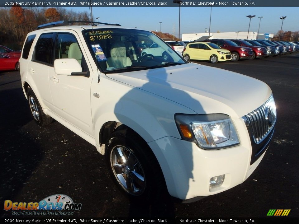 2009 Mercury Mariner V6 Premier 4WD White Suede / Cashmere Leather/Charcoal Black Photo #4