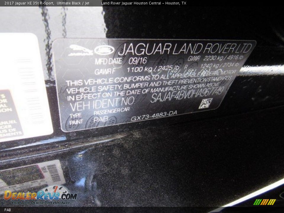 Jaguar Color Code PAB Ultimate Black