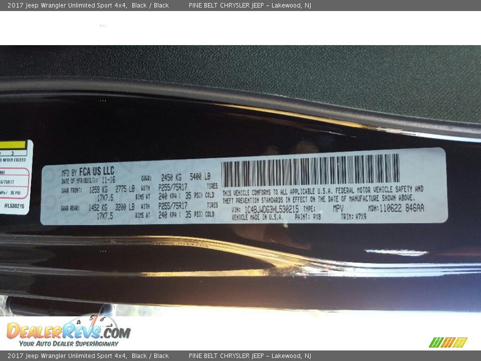 2017 Jeep Wrangler Unlimited Sport 4x4 Black / Black Photo #7