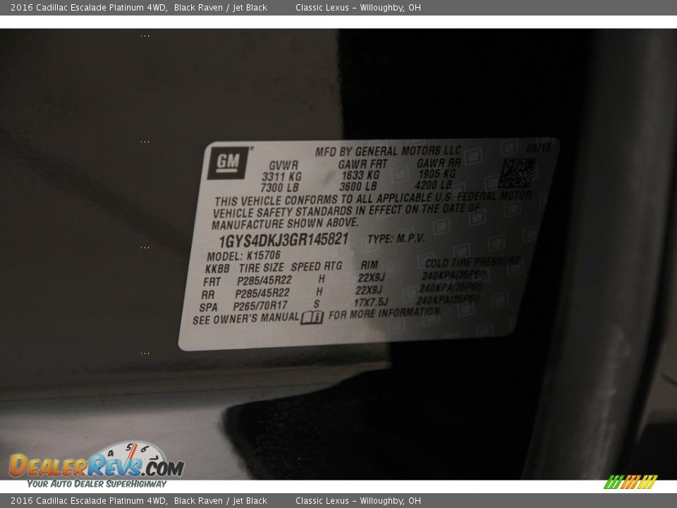 2016 Cadillac Escalade Platinum 4WD Black Raven / Jet Black Photo #32
