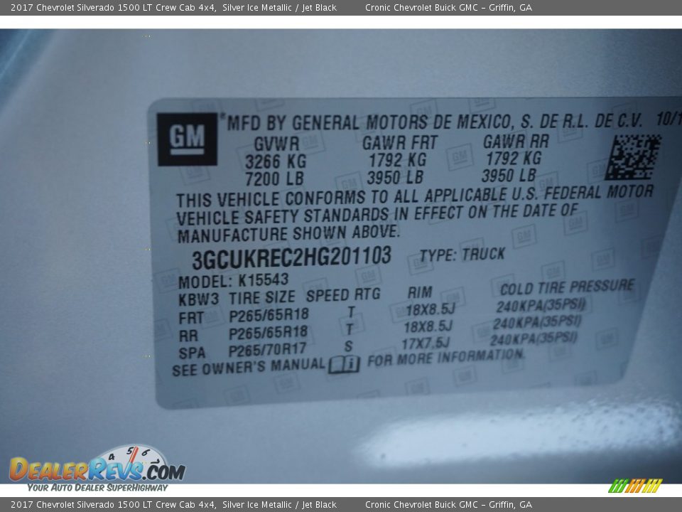 2017 Chevrolet Silverado 1500 LT Crew Cab 4x4 Silver Ice Metallic / Jet Black Photo #15