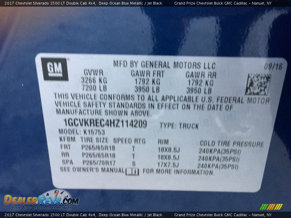 2017 Chevrolet Silverado 1500 LT Double Cab 4x4 Deep Ocean Blue Metallic / Jet Black Photo #11