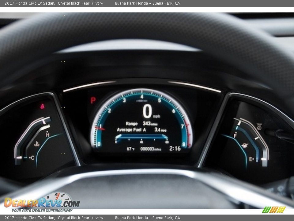 2017 Honda Civic EX Sedan Crystal Black Pearl / Ivory Photo #17