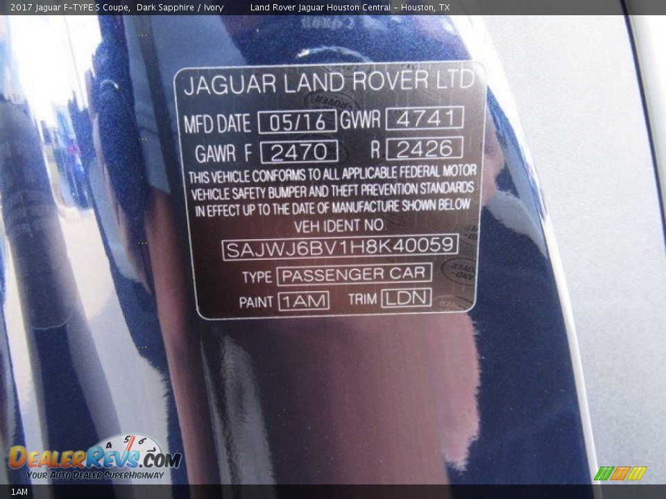 Jaguar Color Code 1AM Dark Sapphire