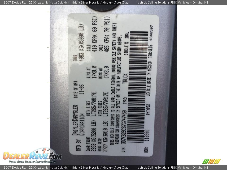 2007 Dodge Ram 2500 Laramie Mega Cab 4x4 Bright Silver Metallic / Medium Slate Gray Photo #18