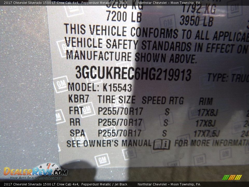 2017 Chevrolet Silverado 1500 LT Crew Cab 4x4 Pepperdust Metallic / Jet Black Photo #15