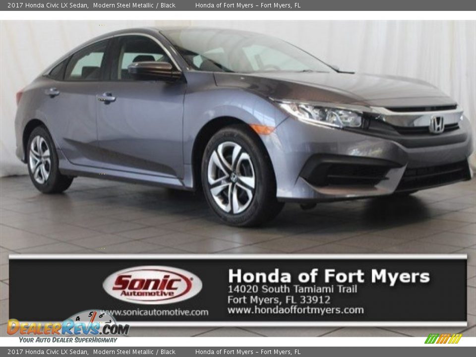2017 Honda Civic LX Sedan Modern Steel Metallic / Black Photo #2