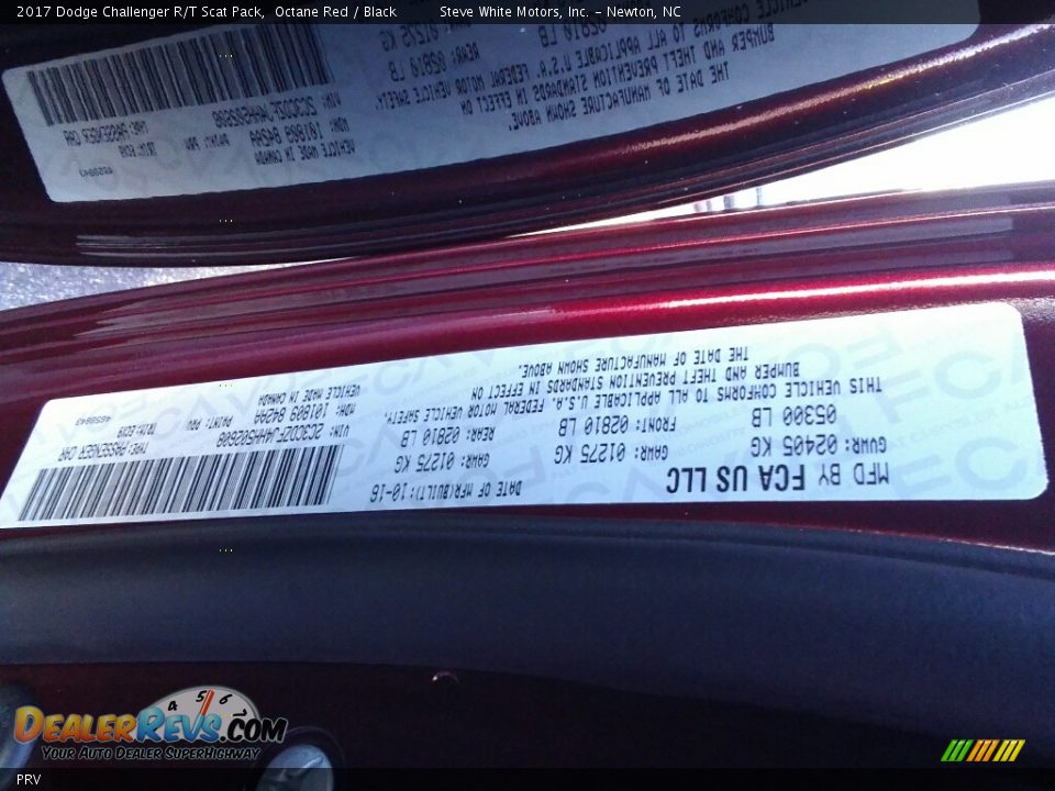 Dodge Color Code PRV Octane Red