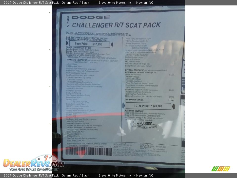 2017 Dodge Challenger R/T Scat Pack Window Sticker Photo #28