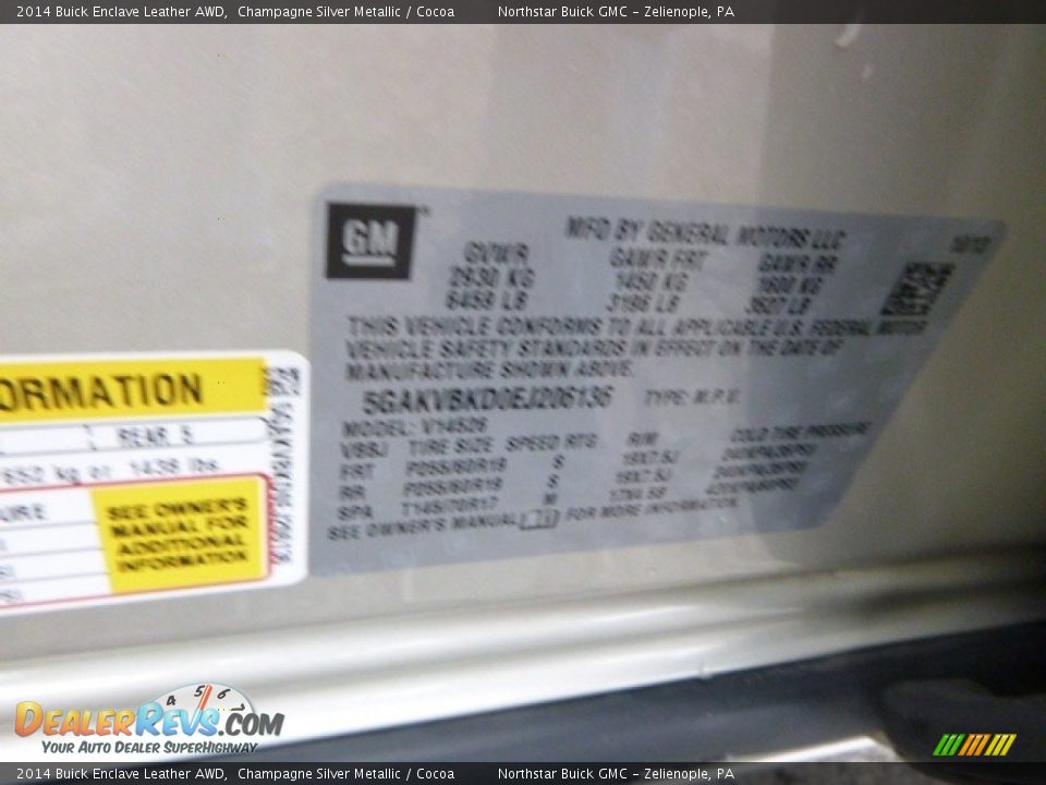 2014 Buick Enclave Leather AWD Champagne Silver Metallic / Cocoa Photo #18