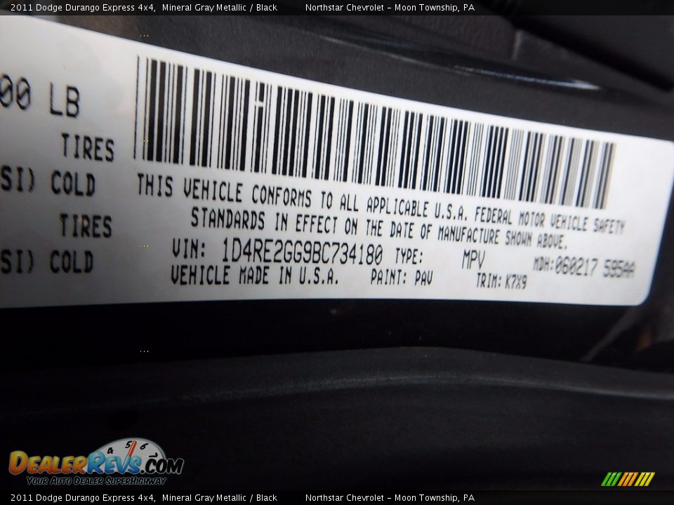 2011 Dodge Durango Express 4x4 Mineral Gray Metallic / Black Photo #29