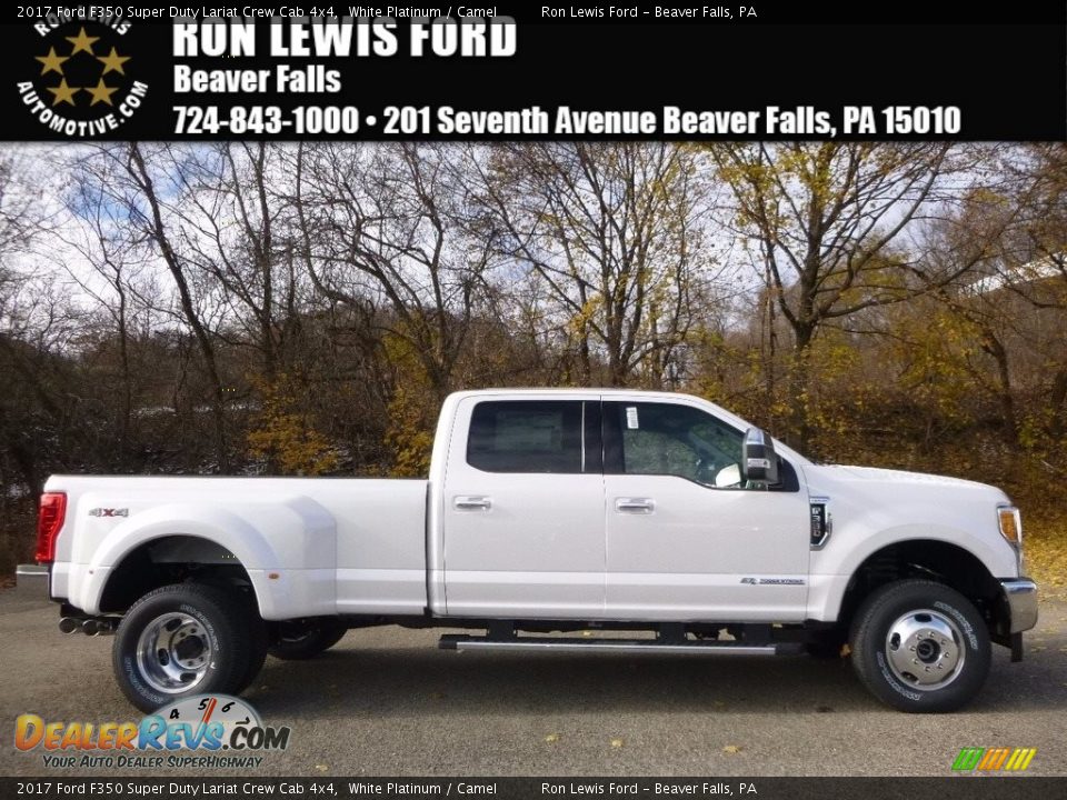 2017 Ford F350 Super Duty Lariat Crew Cab 4x4 White Platinum / Camel Photo #1