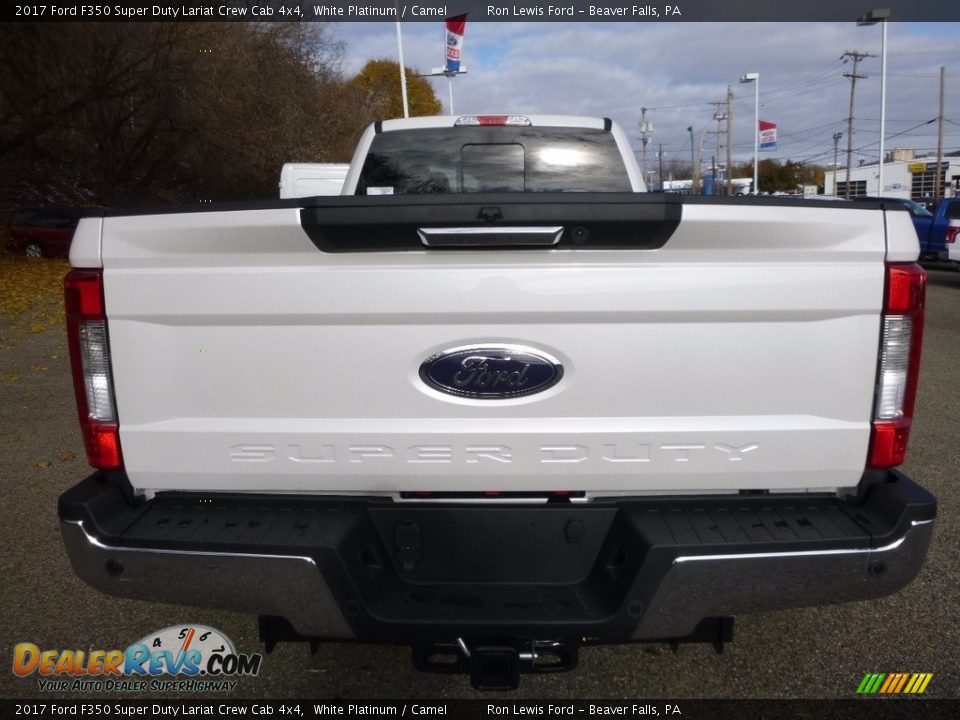2017 Ford F350 Super Duty Lariat Crew Cab 4x4 White Platinum / Camel Photo #3