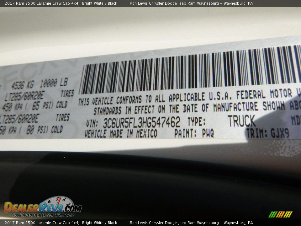 2017 Ram 2500 Laramie Crew Cab 4x4 Bright White / Black Photo #14