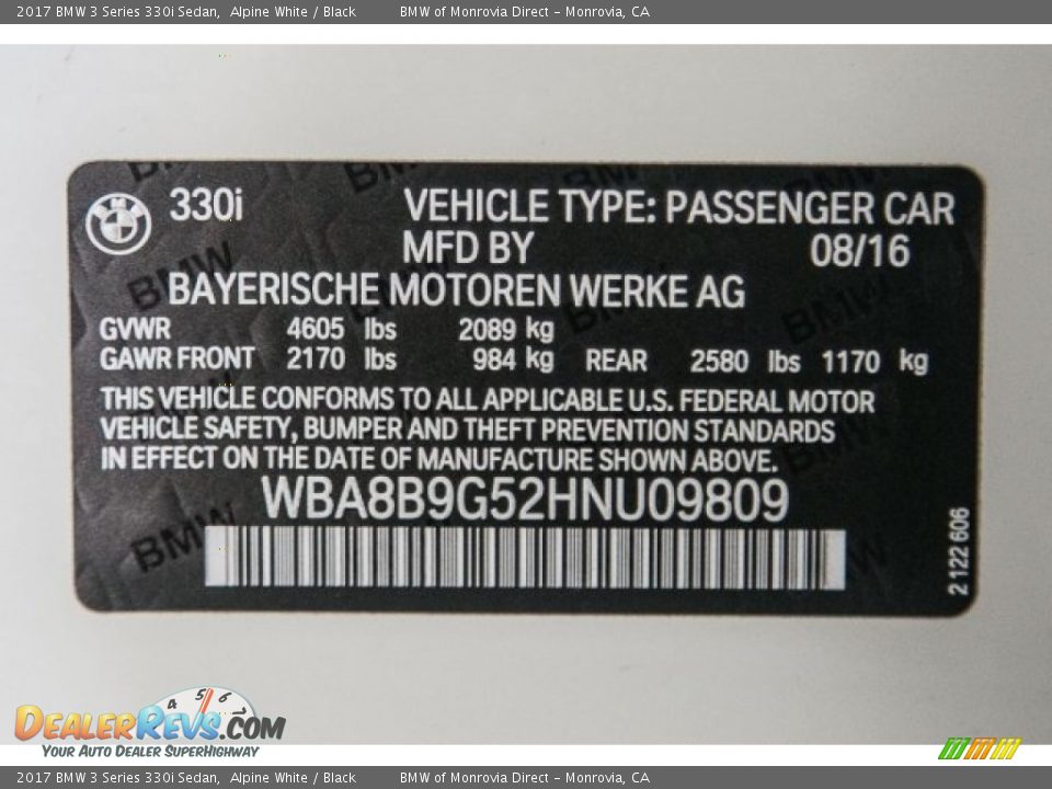 2017 BMW 3 Series 330i Sedan Alpine White / Black Photo #10