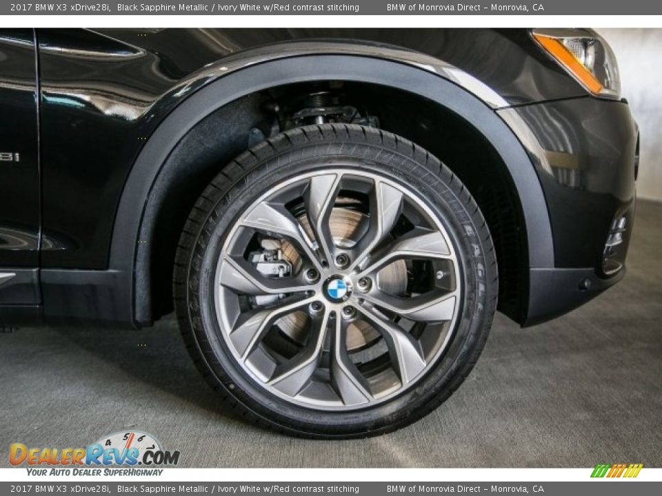 2017 BMW X3 xDrive28i Black Sapphire Metallic / Ivory White w/Red contrast stitching Photo #9
