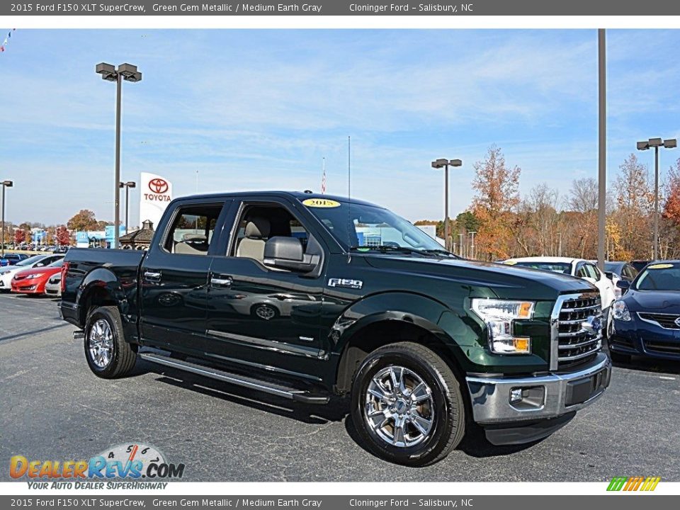 2015 Ford F150 XLT SuperCrew Green Gem Metallic / Medium Earth Gray Photo #1