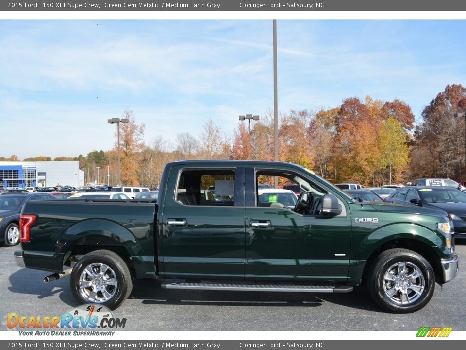 2015 Ford F150 XLT SuperCrew Green Gem Metallic / Medium Earth Gray Photo #2