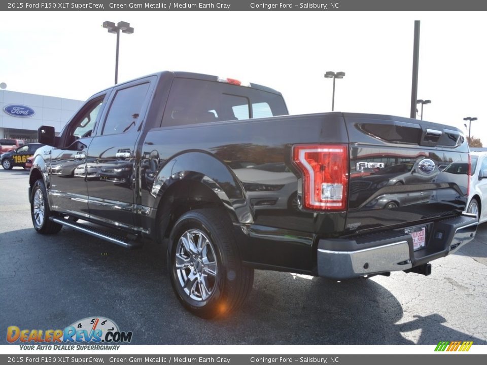 2015 Ford F150 XLT SuperCrew Green Gem Metallic / Medium Earth Gray Photo #5