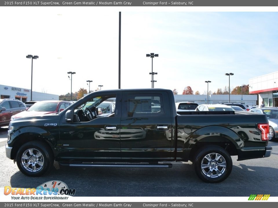 2015 Ford F150 XLT SuperCrew Green Gem Metallic / Medium Earth Gray Photo #6