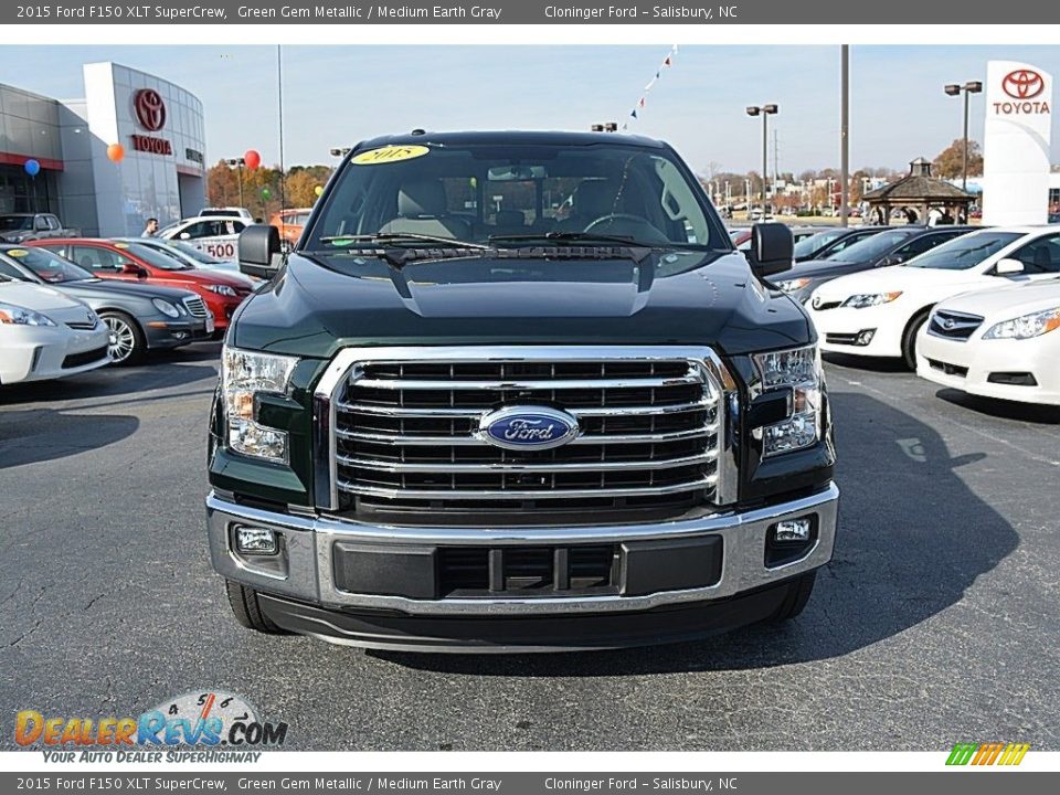 2015 Ford F150 XLT SuperCrew Green Gem Metallic / Medium Earth Gray Photo #29