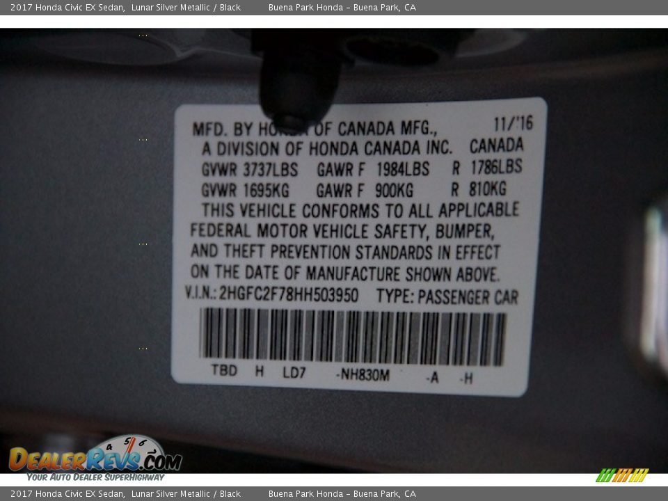 2017 Honda Civic EX Sedan Lunar Silver Metallic / Black Photo #18