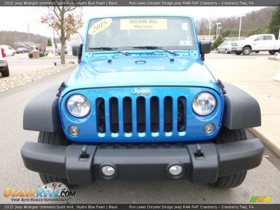 2015 Jeep Wrangler Unlimited Sport 4x4 Hydro Blue Pearl / Black Photo #8