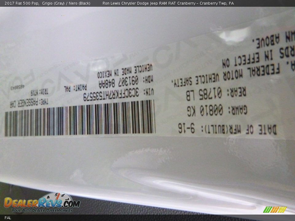 Fiat Color Code PAL Grigio (Gray)