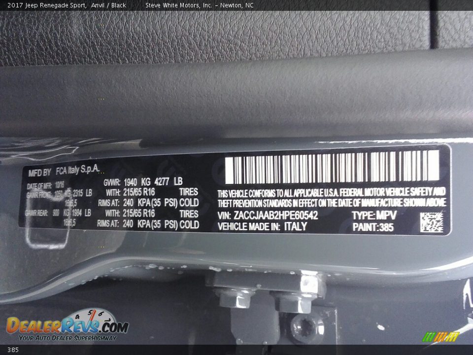 Jeep Color Code 385 Anvil